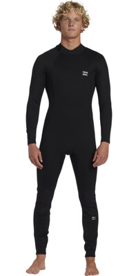 2024 Billabong Mens Foil 3/2mm Flatlock Back Zip Wetsuit ABYW100233 - Black